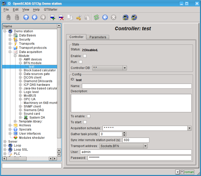 Configuration tab of the controller. (112 )