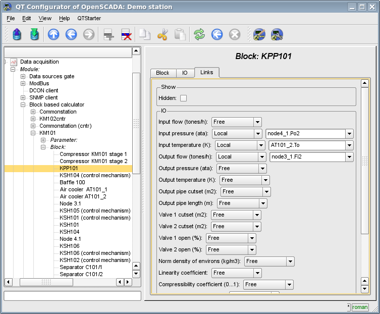 Configuration tab of links of the block of the block scheme. (98 Kb)