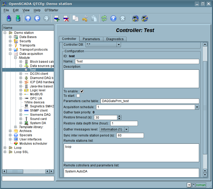 Configuration tab of the controller. (111 Kb)