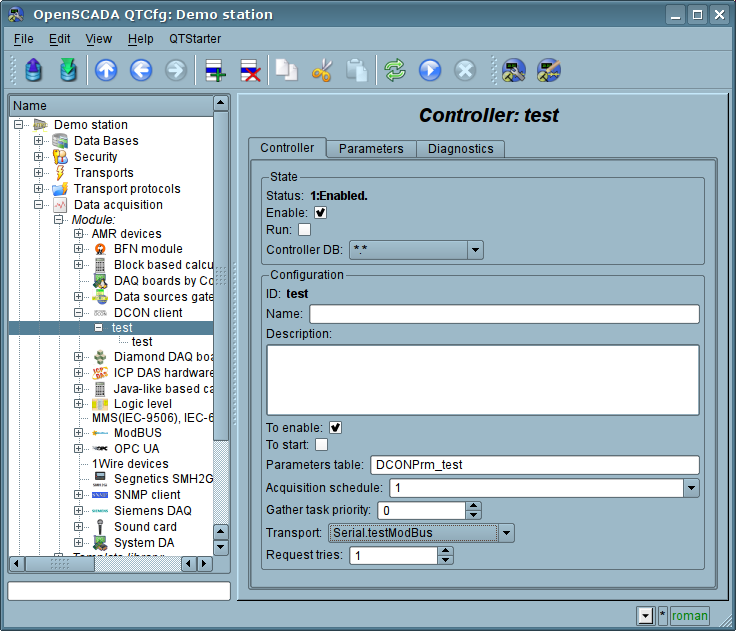 Configuration tab of the controller. (101 Kb)