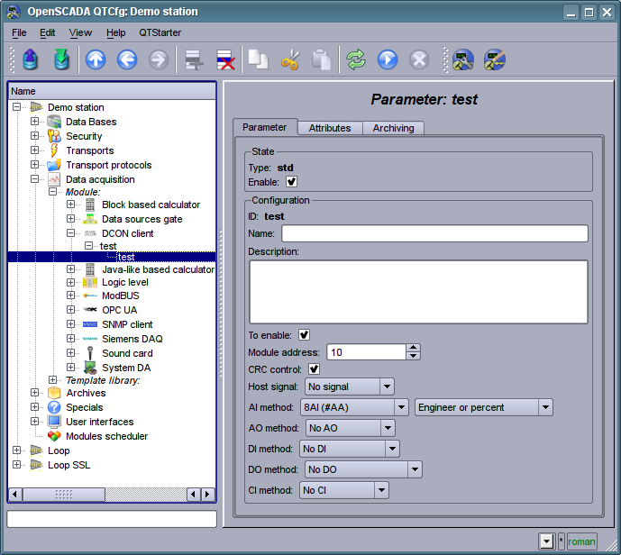 Configuration tab of the parameter. (89 Kb)