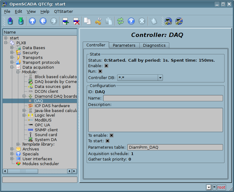 Tab of configuration of the controller's object. (101 )