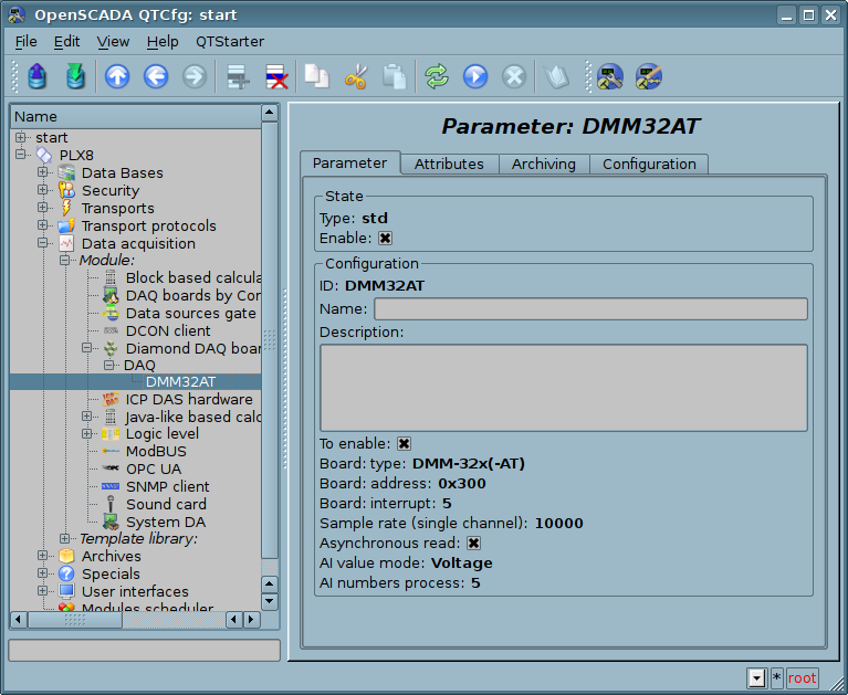 Tab "Parameter" of configuration of the parameter-board at all. (106 )