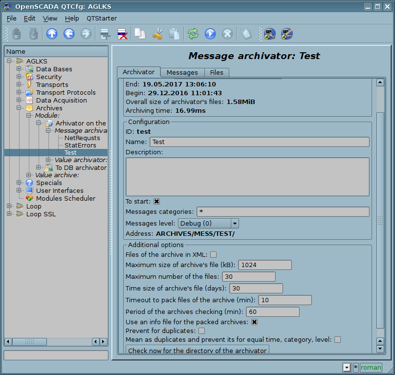 Additional settings of an archiving process of messages. (119 Kb)