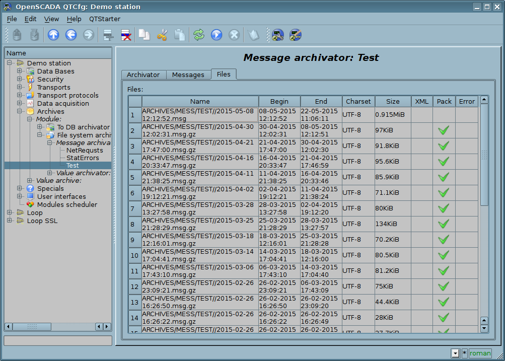 Tab "Files" of the messages archive object. (169 Kb)