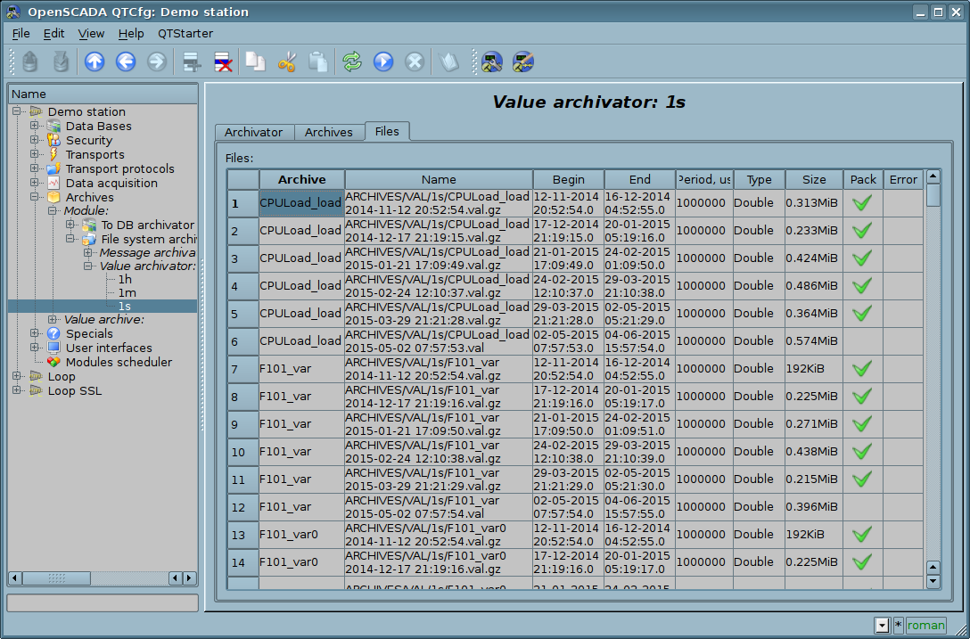 Tab "Files" of the values archivator object. (180 Kb)