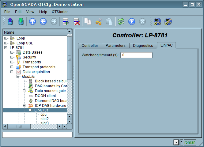 "LinPAC" tab for controllers LP-8xxx series configuration (58 )