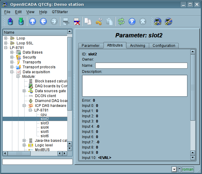 Tab of the attributes of the parameter. (76 Kb)