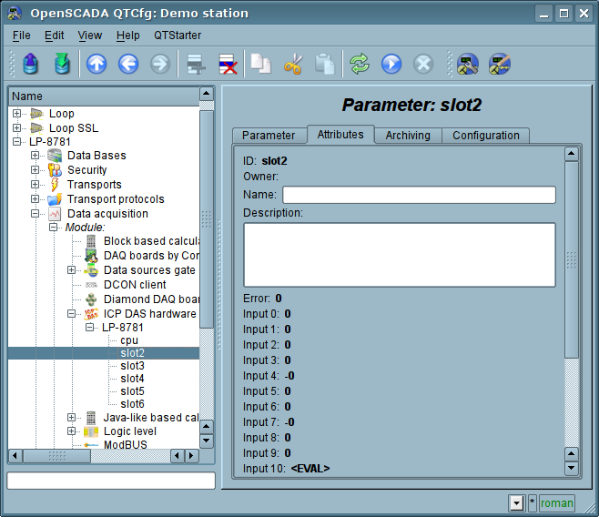 Tab of the attributes of the parameter. (76 )