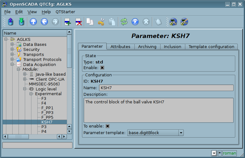 Configuration tab of the parameter. (73 Kb)