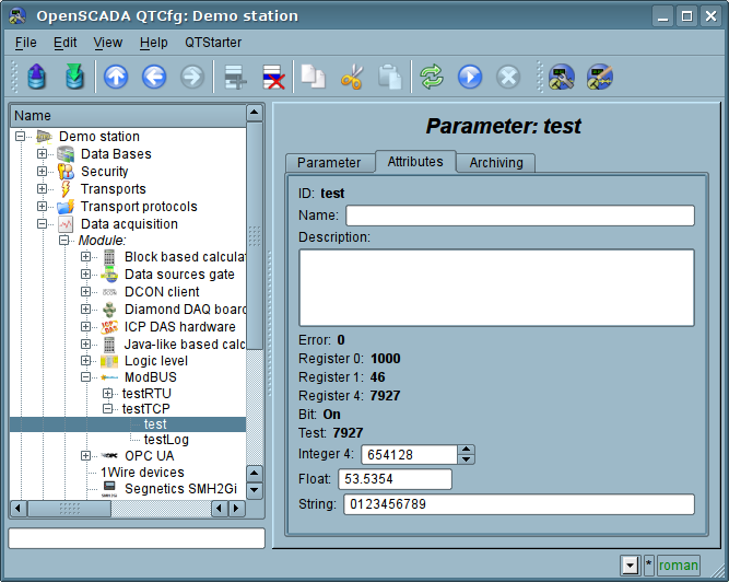 Tab of the attributes of the standard parameter type. (76 )