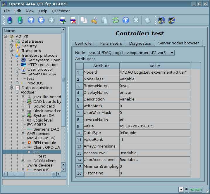 The "Server nodes browser" tab of the controller's object page. (117 )