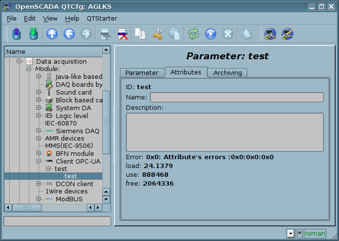 The parameter's attributes tab. (72 Kb)