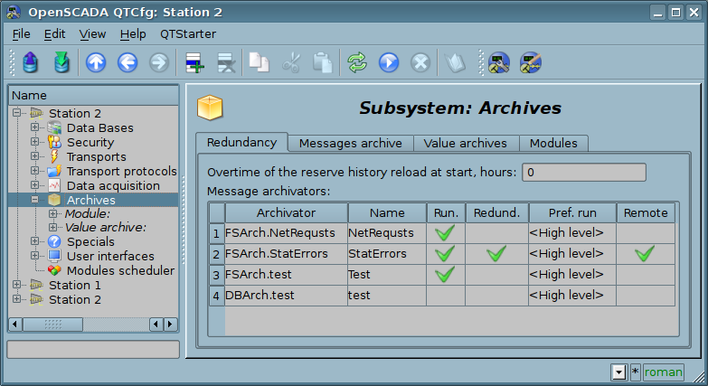 The "Redundancy" tab of subsystem "Archives". (80 )