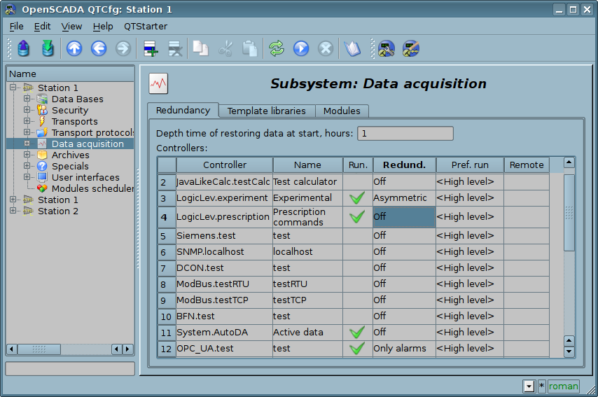 Tab "Redundancy" tab of subsystem "Data acquisition". (104 Kb)