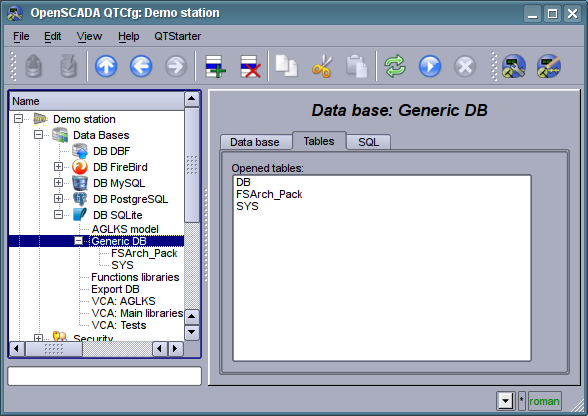 Tab "Tables" of the DB of module of subsystem "DB". (50 )