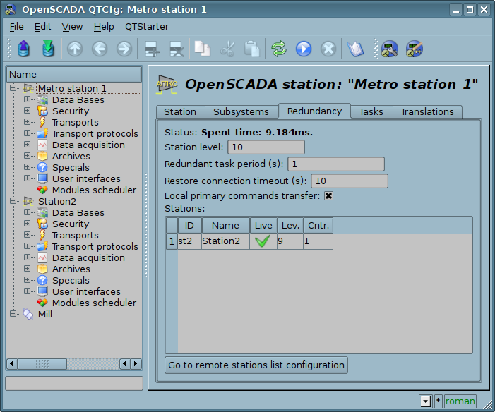 The "Redundancy" tab of the main page of the configuration of the station. (93 )