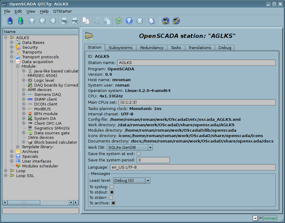 The "Station" tab of the main page of the configuration of the station. (156 )