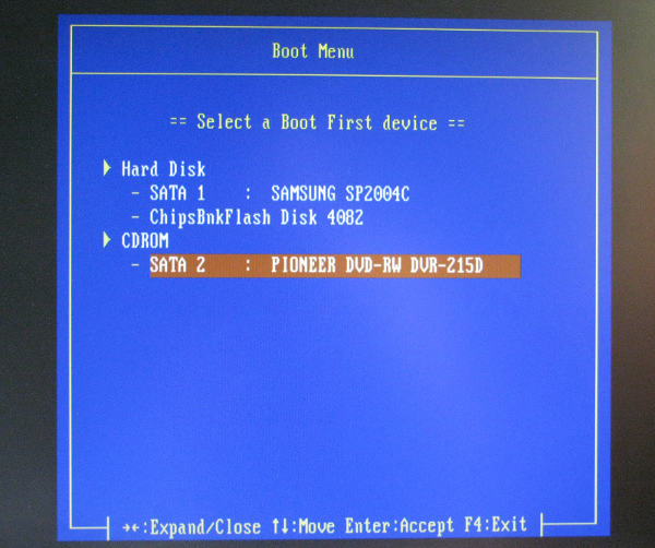Boot device selection dialog in BIOS. (476 Кб)