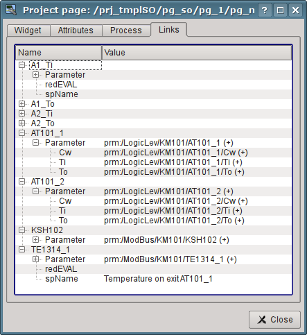 The "Links" tab of the dialog of editing the properties of the mnemonic scheme. (57 Kb)