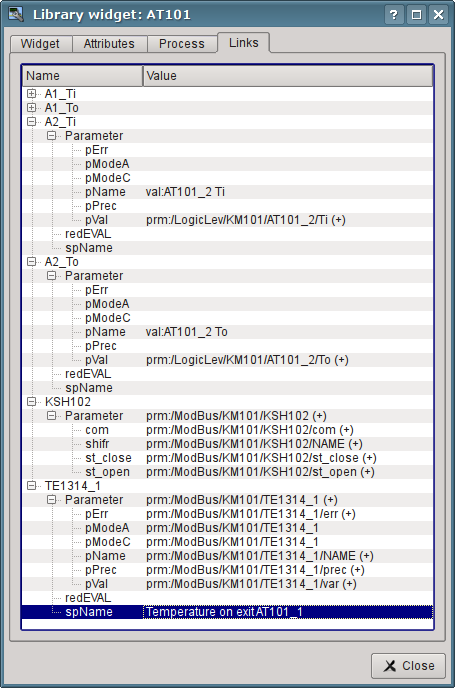 The "Links" tab of dialog of editing the properties of the mnemonic scheme. (82 Kb)