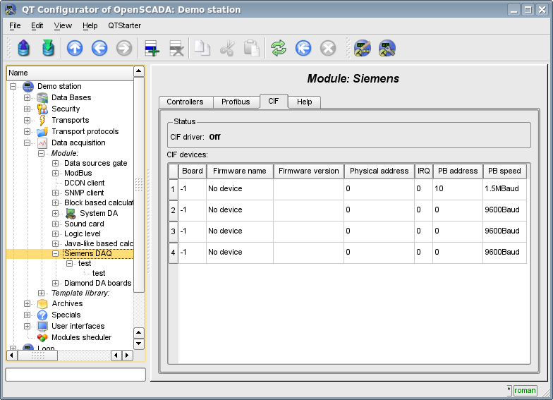 Configuration tab of CIF-boards. (78 Kb)