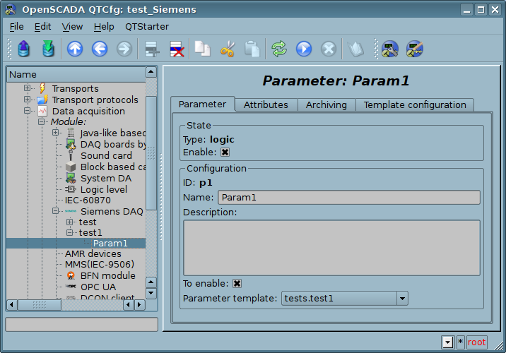 Configuration tab of the parameter. (73 Kb)