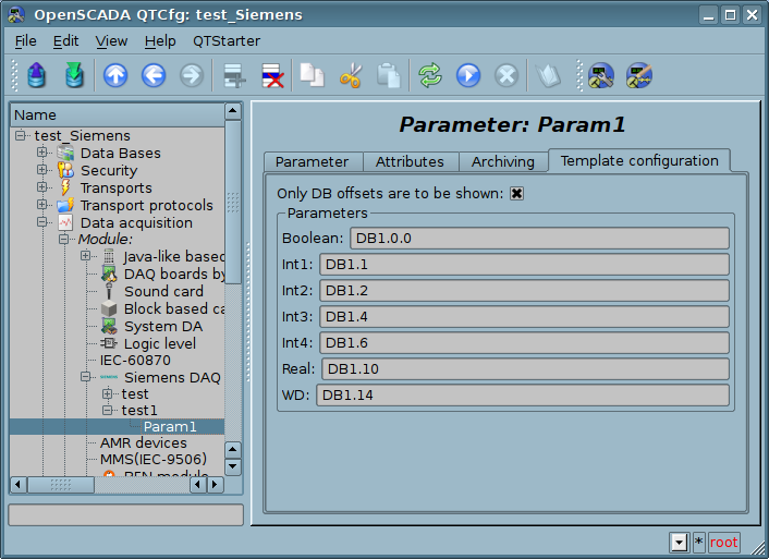 Configuration tab of template of the parameter with an indication of the parameters separately. (75 Кб)