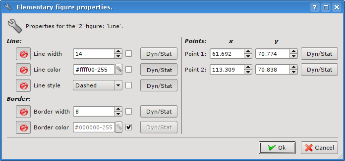 Elementary figure's properties dialog for single figure (line, arc or a B&#233;zier curve). (40 Кб)