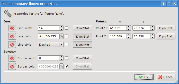 Elementary figure's properties dialog for single figure (line, arc or a B&#233;zier curve). (40 )