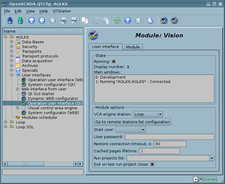 The configuration page of the module. (101 )