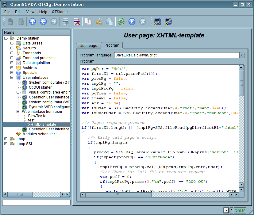 "Program" tab of the user page object. (137 Kb)
