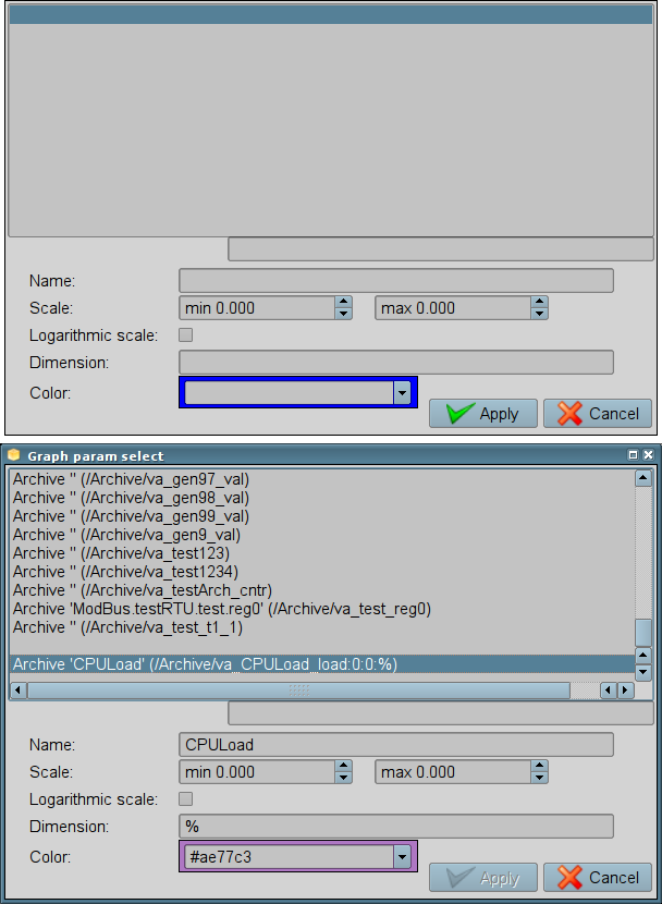 The "Graph's param select" in the development and runtime mode. (64 Кб)